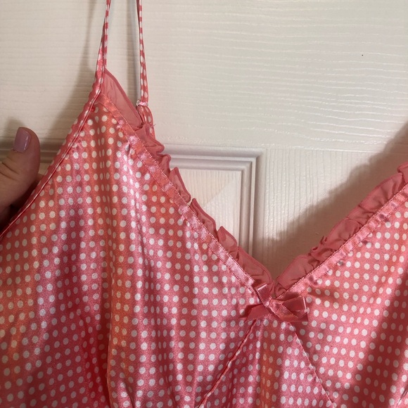 Adonna Pink and White Polka Dot Slip Dress Size Medium - Picture 2 of 9